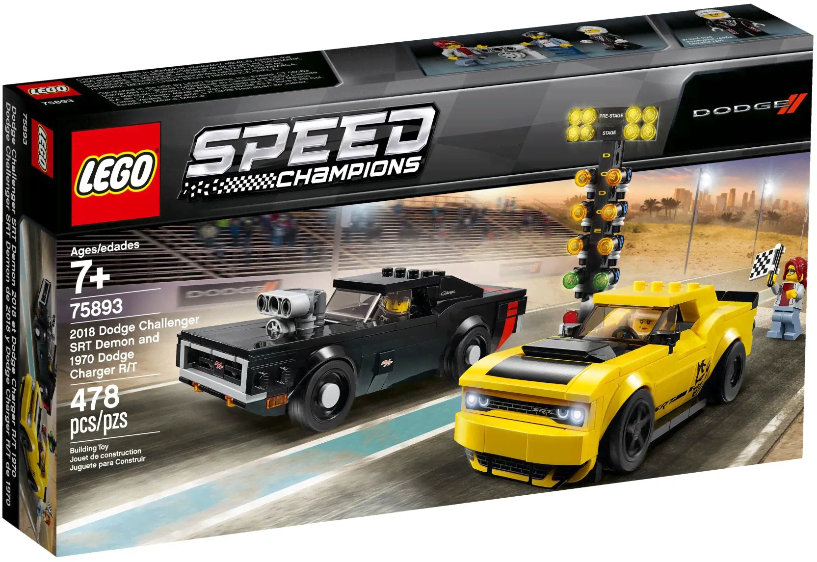 Lego 75893 Speed Champions Автомобили 2018 Dodge Challenger SRT Demon и 1970 Dodge Charger R/T