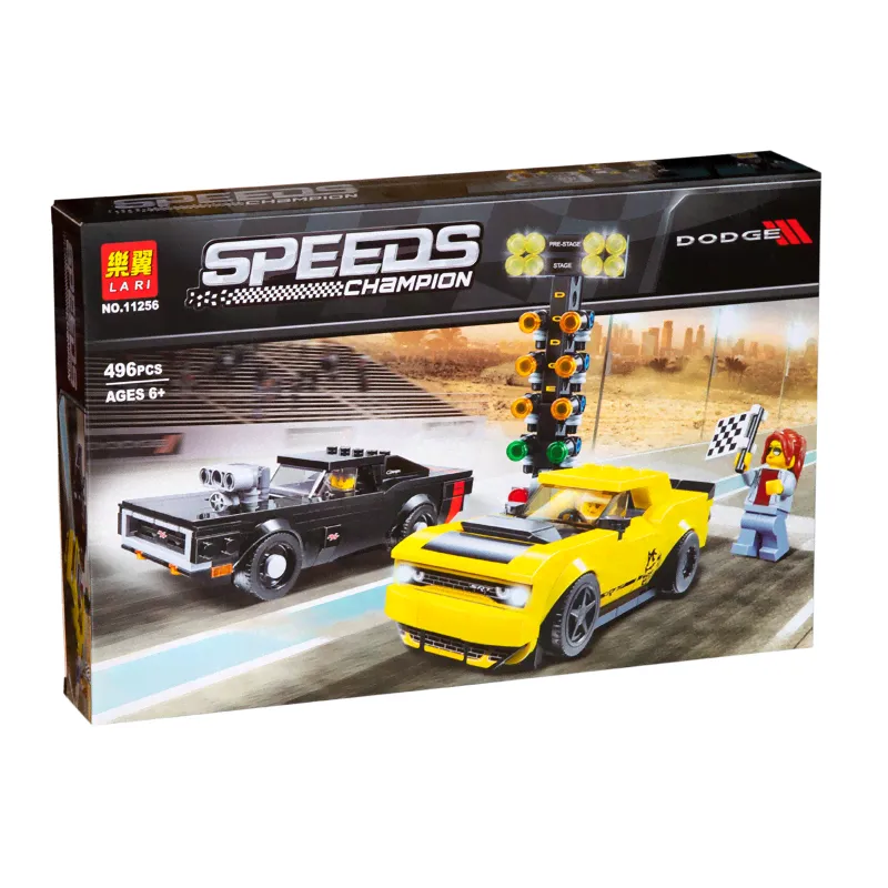 Конструктор LARI Speeds Champion 11256 «Автомобили 2018 Dodge Challenger SRT Demon и 1970 Dodge Charger R/T» (Speed Champions 2018 Dodge Challenger SRT Demon and 1970 Dodge Charger R/T 75893), 43.0х28-1